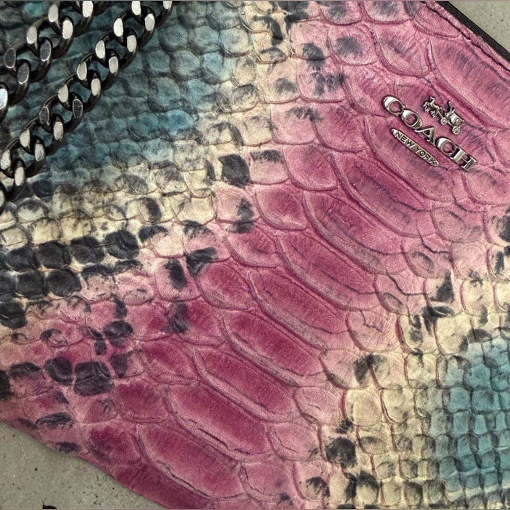 Coach, embossed python snake skin, double zip Cro… - image 8